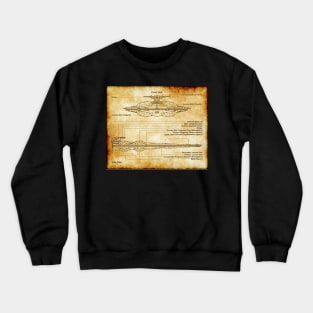 Massive Planetary Assault Battleship Parchment Blueprint Crewneck Sweatshirt